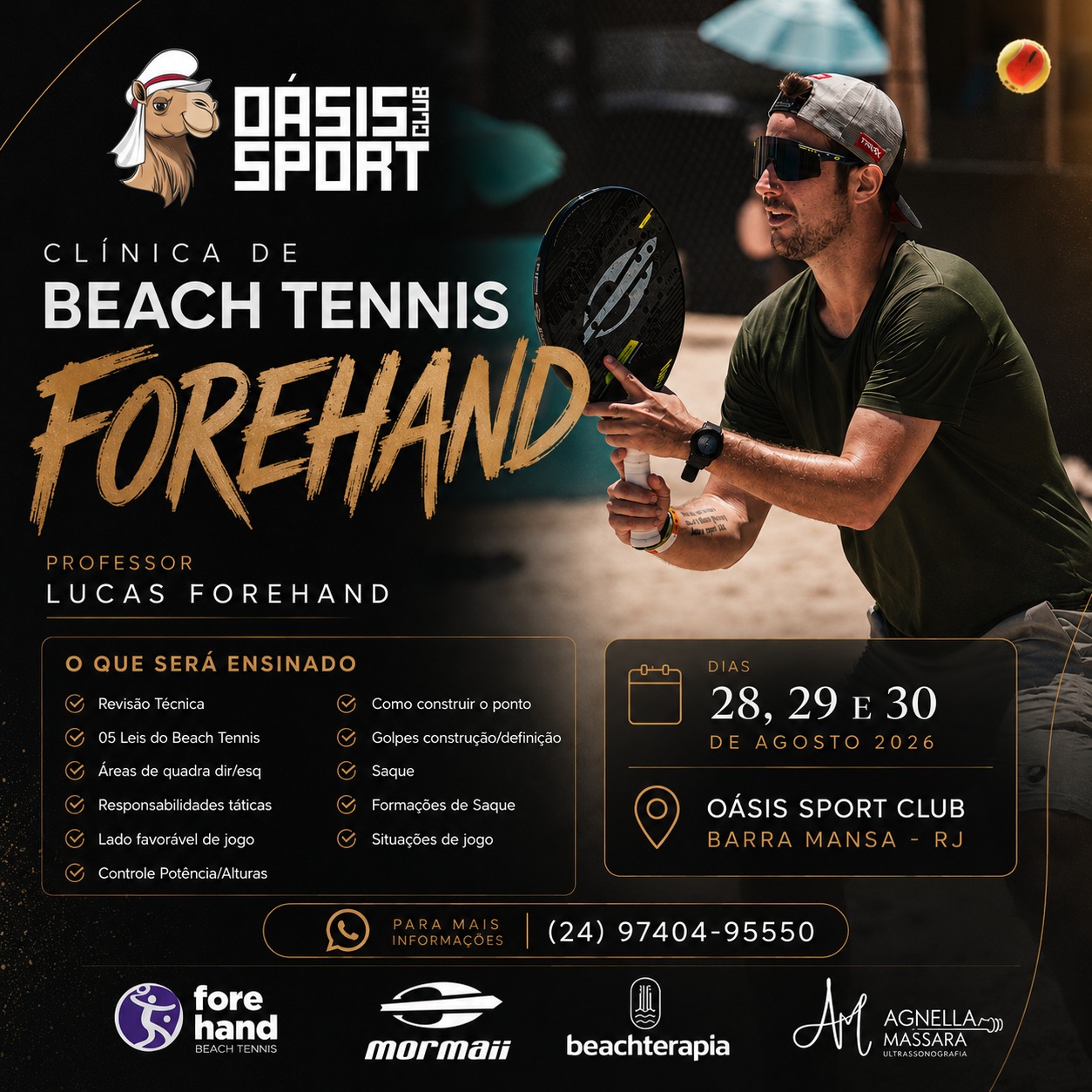 Flyer da cl&iacute;nica Forehand em Barra Mansa - RJ